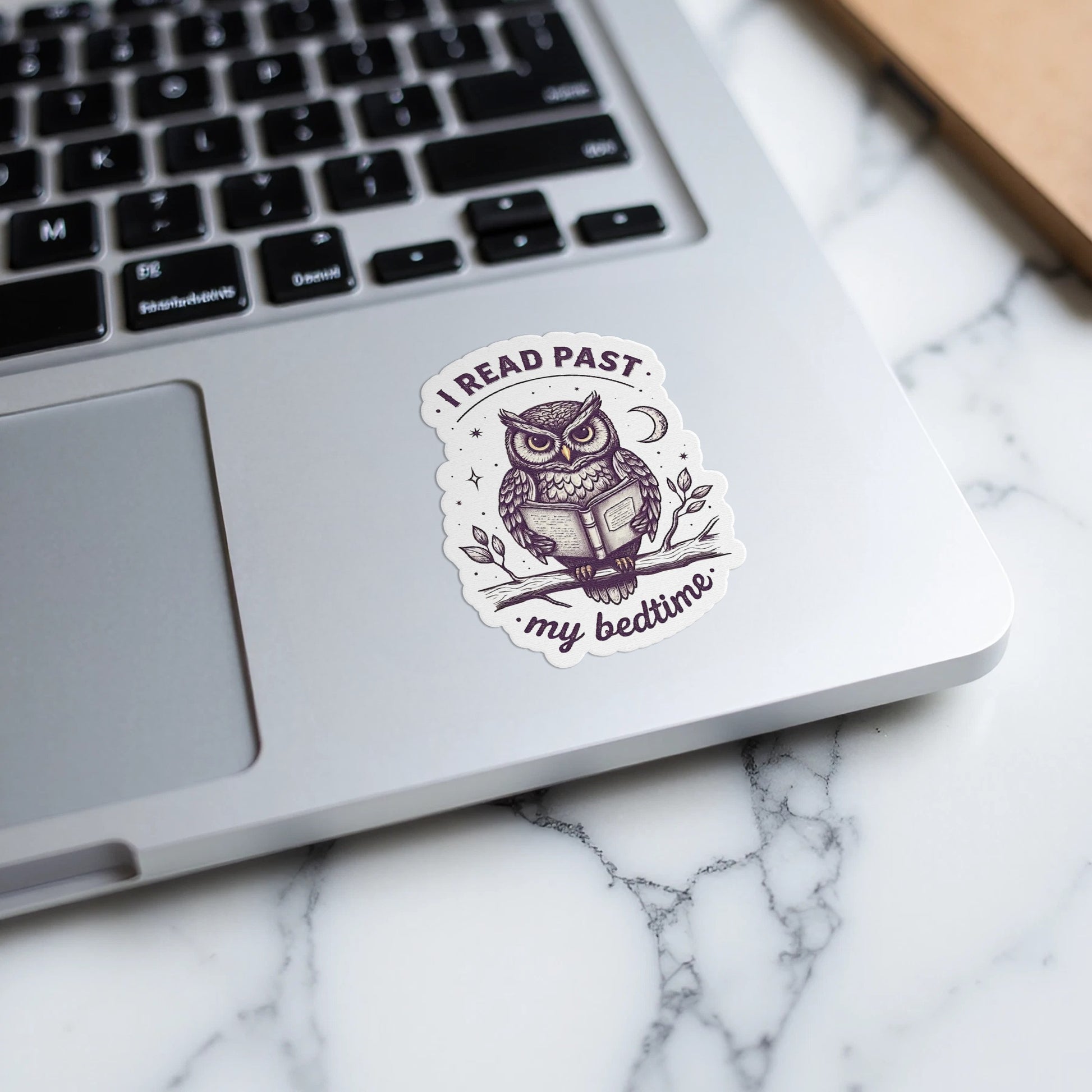 I Read Past My Bedtime Owl Sticker Laptop product type