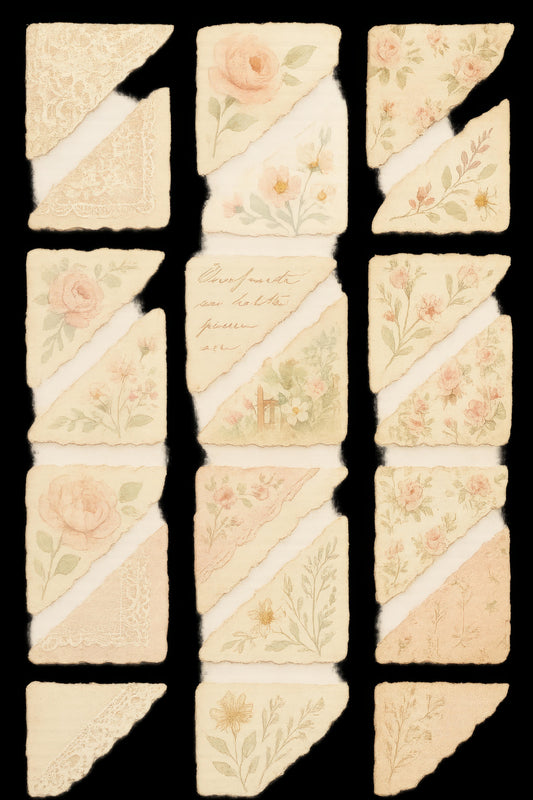 Vintage Floral Stationery Set, Handmade Paper with Rose Designs, Botanical Letter Writing Kit