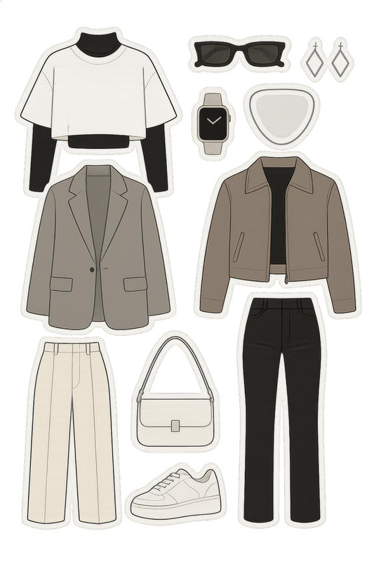 Trendy Capsule Wardrobe Set, Minimalist Women's Fashion, Modern Outfits, Stylish Clothing Essentials