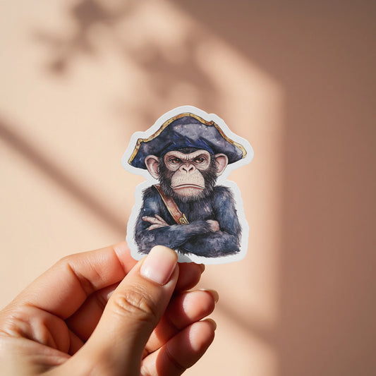 Pirate Monkey Holding Arms Crossed Sticker product