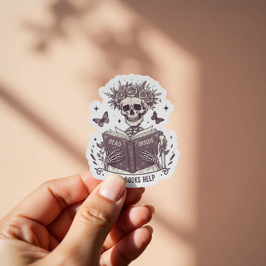 Skull with Flowers Reading Dead Inside Books Help product type