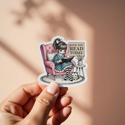 Have You Read Today Girl Reading Sticker product type