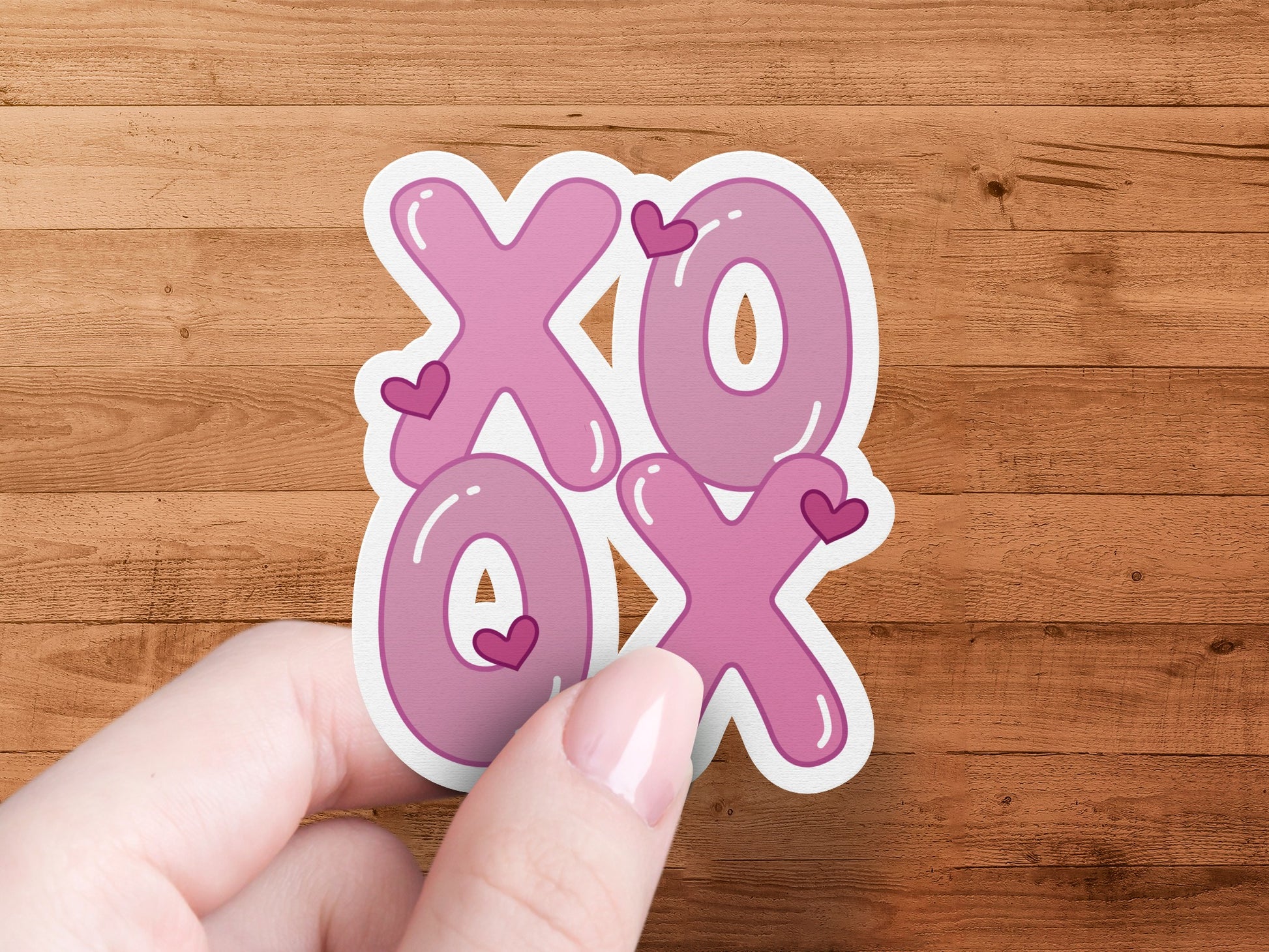 Pink XOXO Sticker with Hearts Cute Sticker product