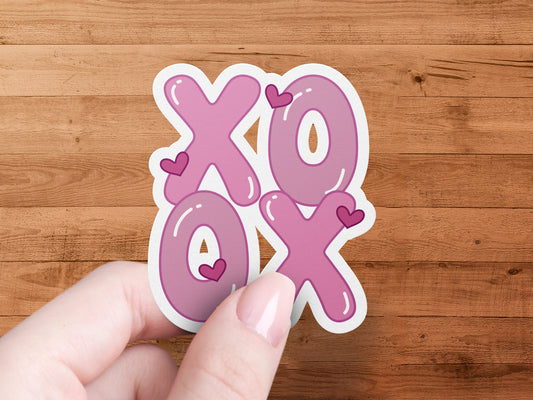 Pink XOXO Sticker with Hearts Cute Sticker product