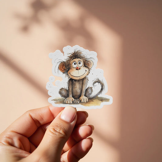 Cute Smiling Cartoon Monkey Vinyl Laptop Sticker product
