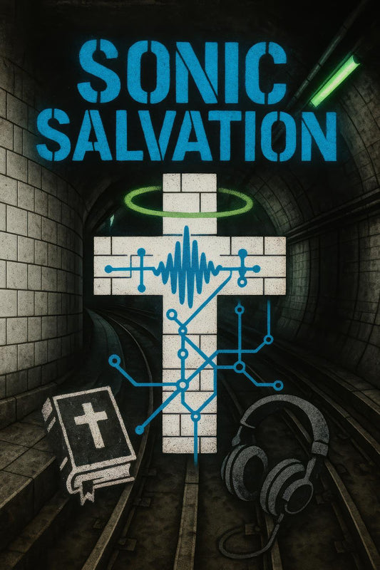 Sonic Salvation Poster, Urban Subway Art, Music and Faith Concept, Retro Style Wall Decor, Unique Underground Station Artwork