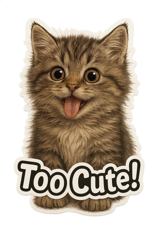 Cute Kitten Sticker, Fluffy Cat Die Cut Decal, Adorable Pet Animal Vinyl Sticker for Laptop and Planner Decor