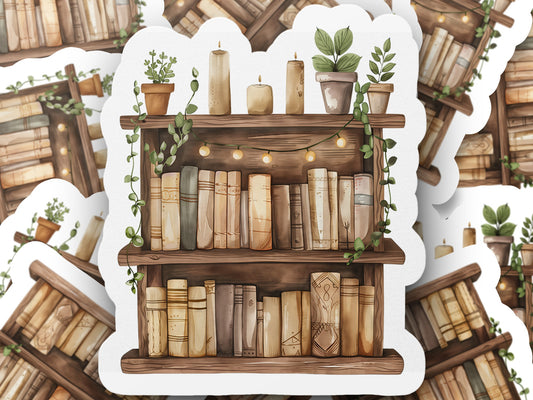 Charming Rustic Bookshelves with Plants and Candles product type