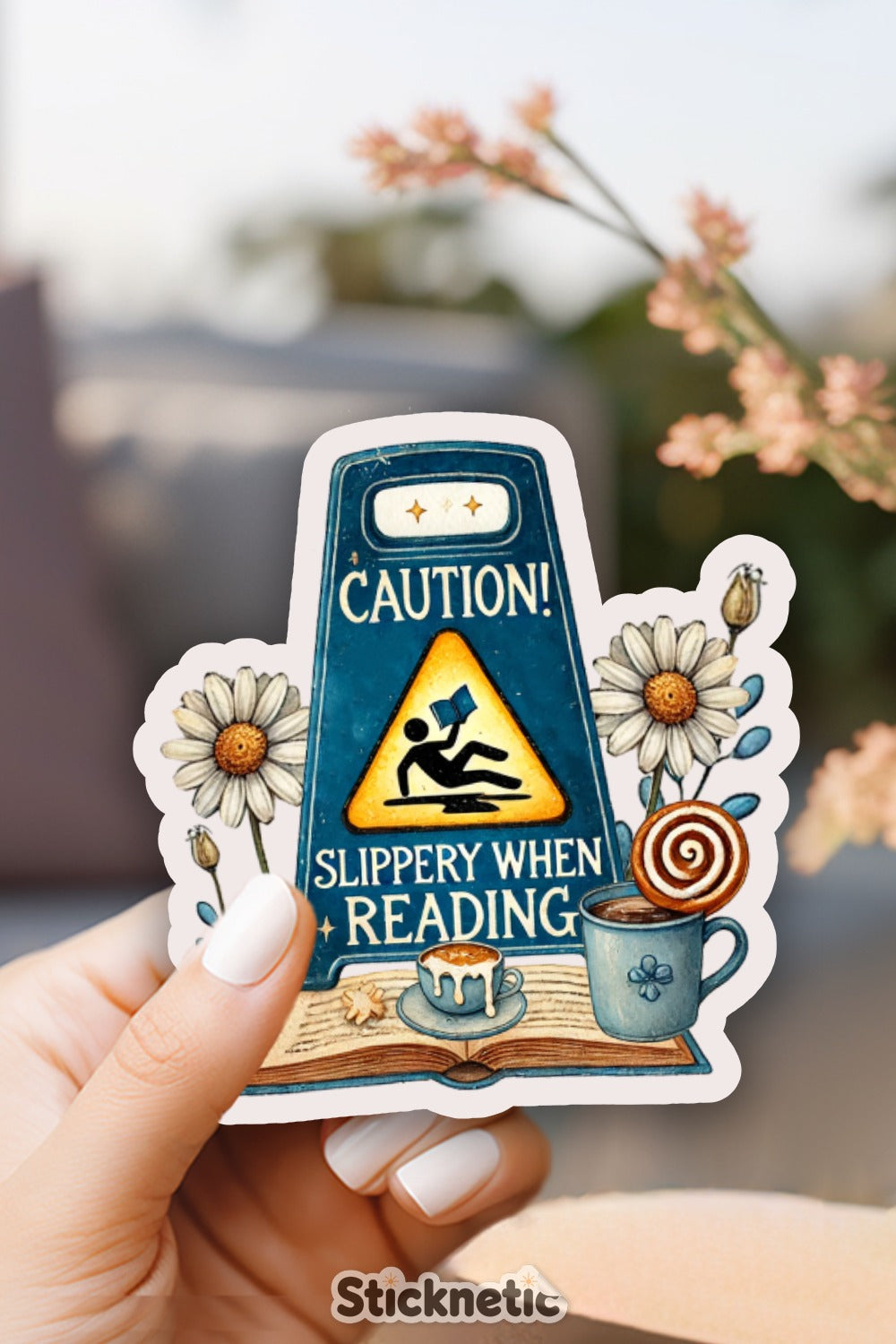 Caution Slippery When Reading Sticker product type