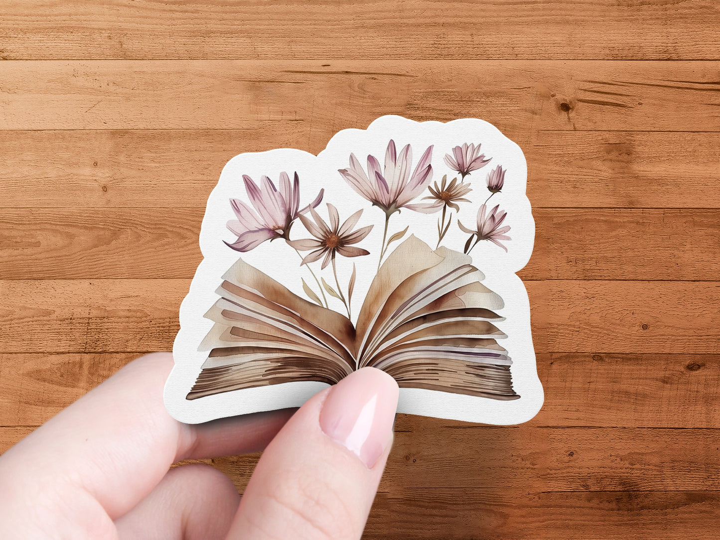 Blooming Flowers Growing Out of Open Book sticker