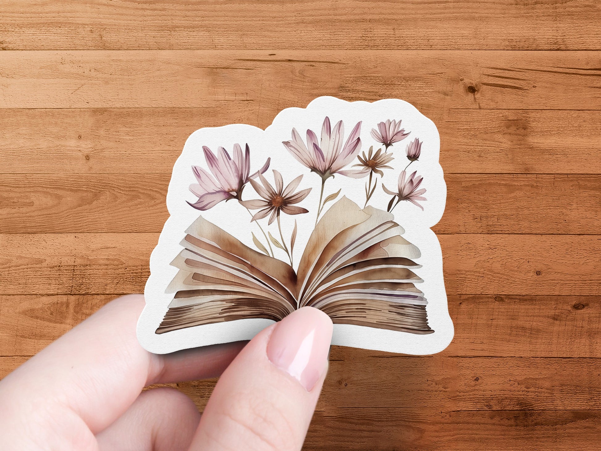 Blooming Flowers Growing Out of Open Book sticker
