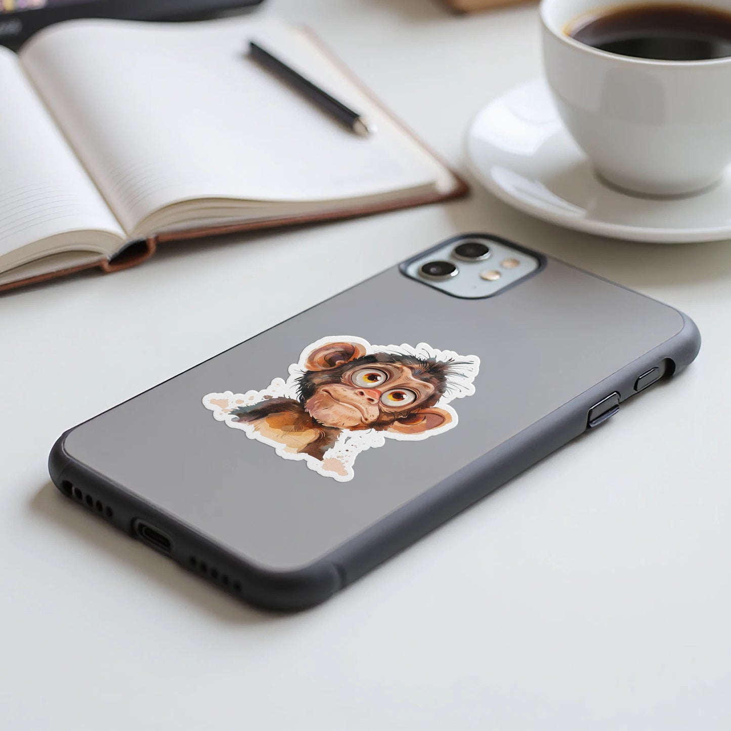 Adorable Monkey Art Phone Case with Grey Border product