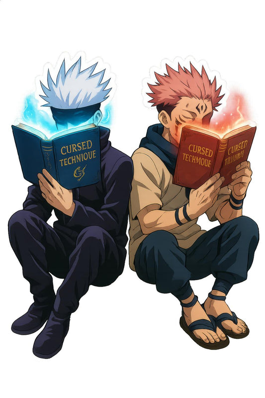 Anime Inspired Wall Art, Two Characters Reading Books, Manga Style Poster, Colorful Room Decor, Gift for Anime Fans