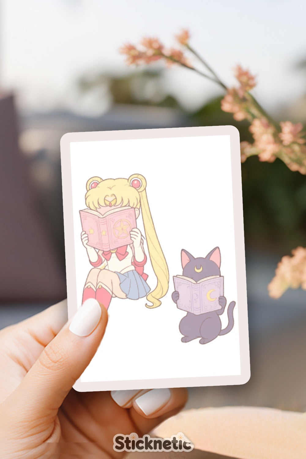 Sailor Moon Inspired Art Print, Anime Character Luna Cat, Cute Manga Wall Decor, Collectible Illustration