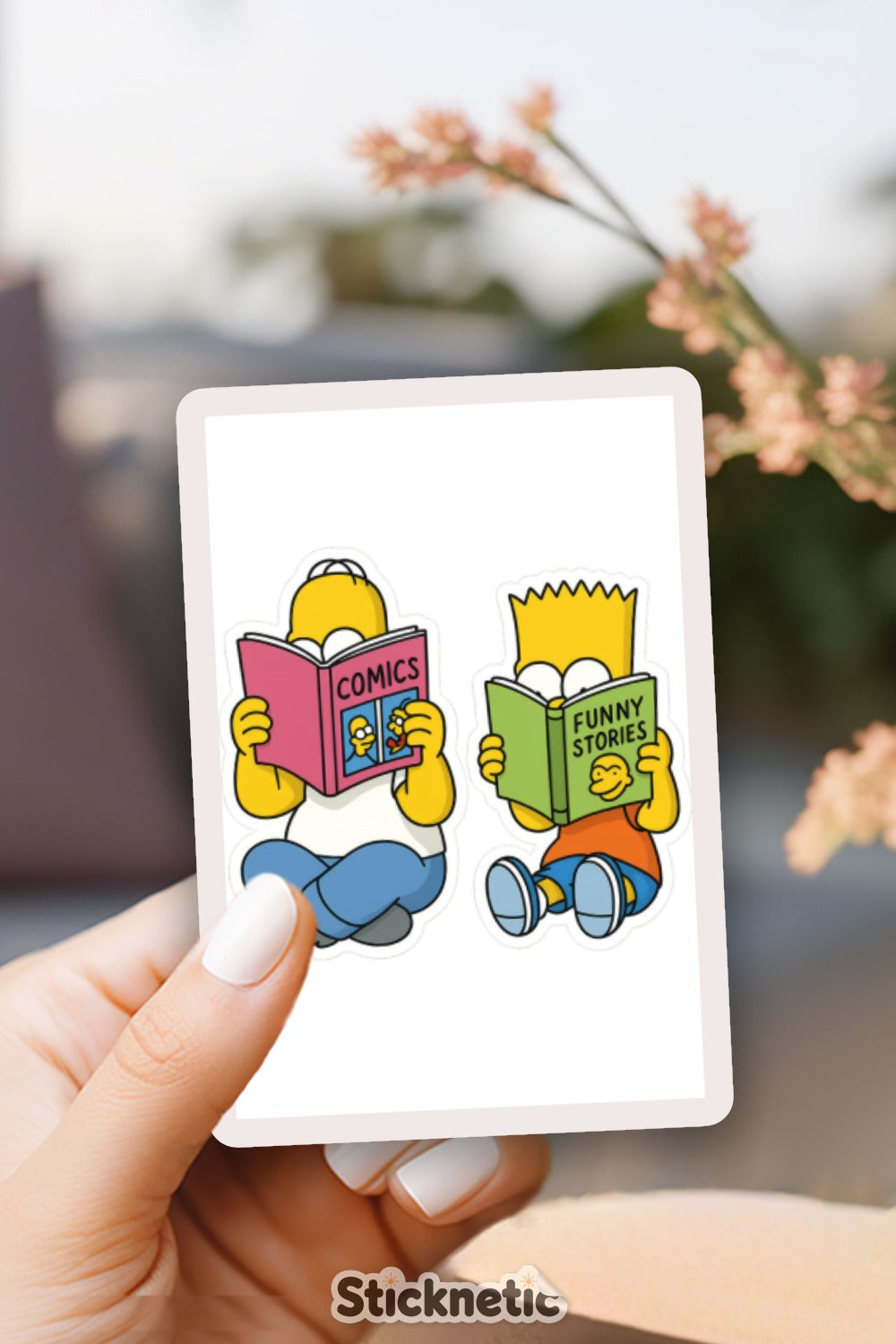 Bart Simpson Cartoon Character Reading Comics Vinyl Sticker for Laptops and Books