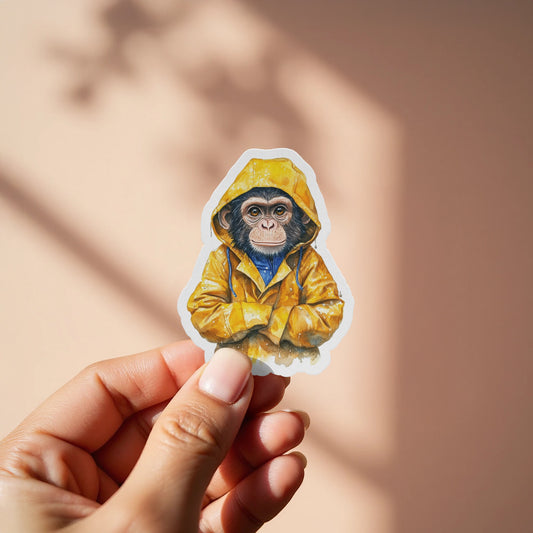 Cute Monkey in Yellow Jacket Sticker product