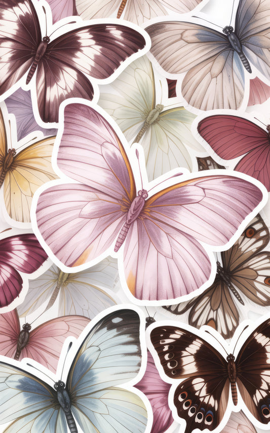 Colorful Butterfly Stickers, Vinyl Decal, Waterproof, Laptop and Journal Decoration, Assorted Sizes and Colors, Nature Inspired Designs