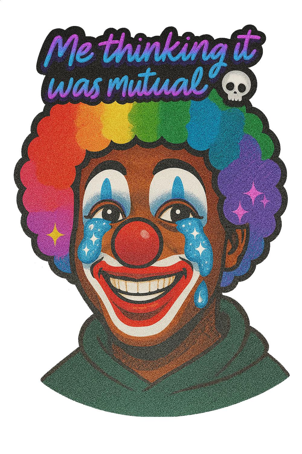 Colorful Clown Sticker, Vintage Style Tearful Clown Face, Retro Emotional Clown Decal, Unique Home Decor Art, Collectible Nostalgic Item