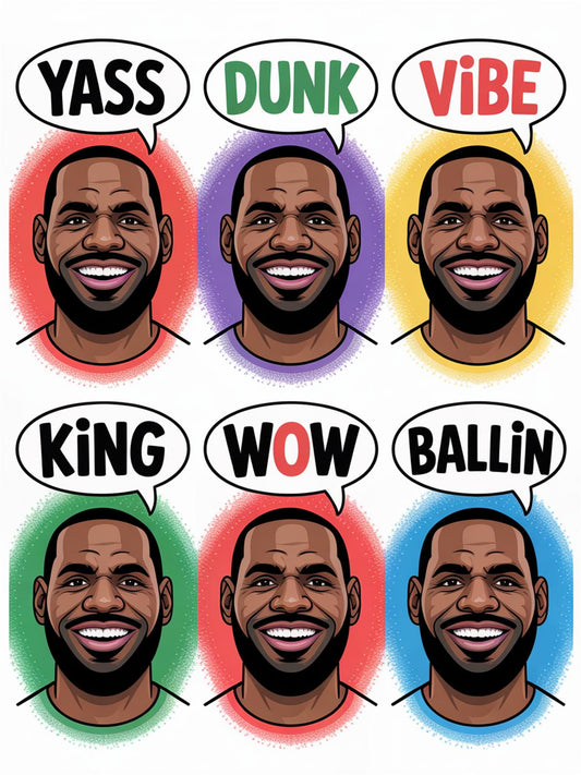 Pop Art Style Portraits, Colorful Men's Faces, Modern Street Art, Yass Dunk Vibe Wow King Ballin Decor