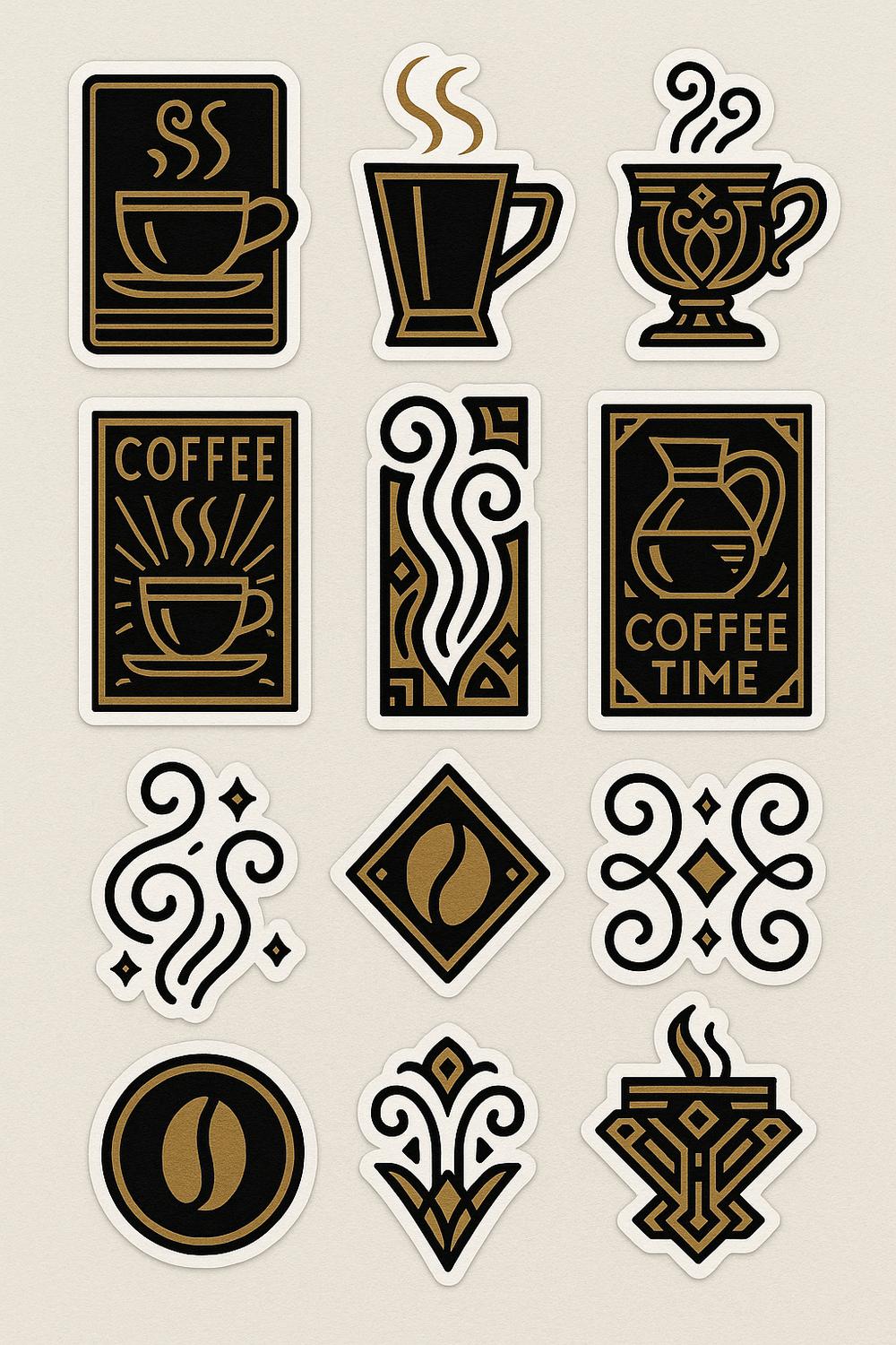 Coffee Stickers Set, Vintage Coffee Cup and Beans, Vinyl Decal Collection, Espresso Lover Gift, Planner and Laptop Decoration