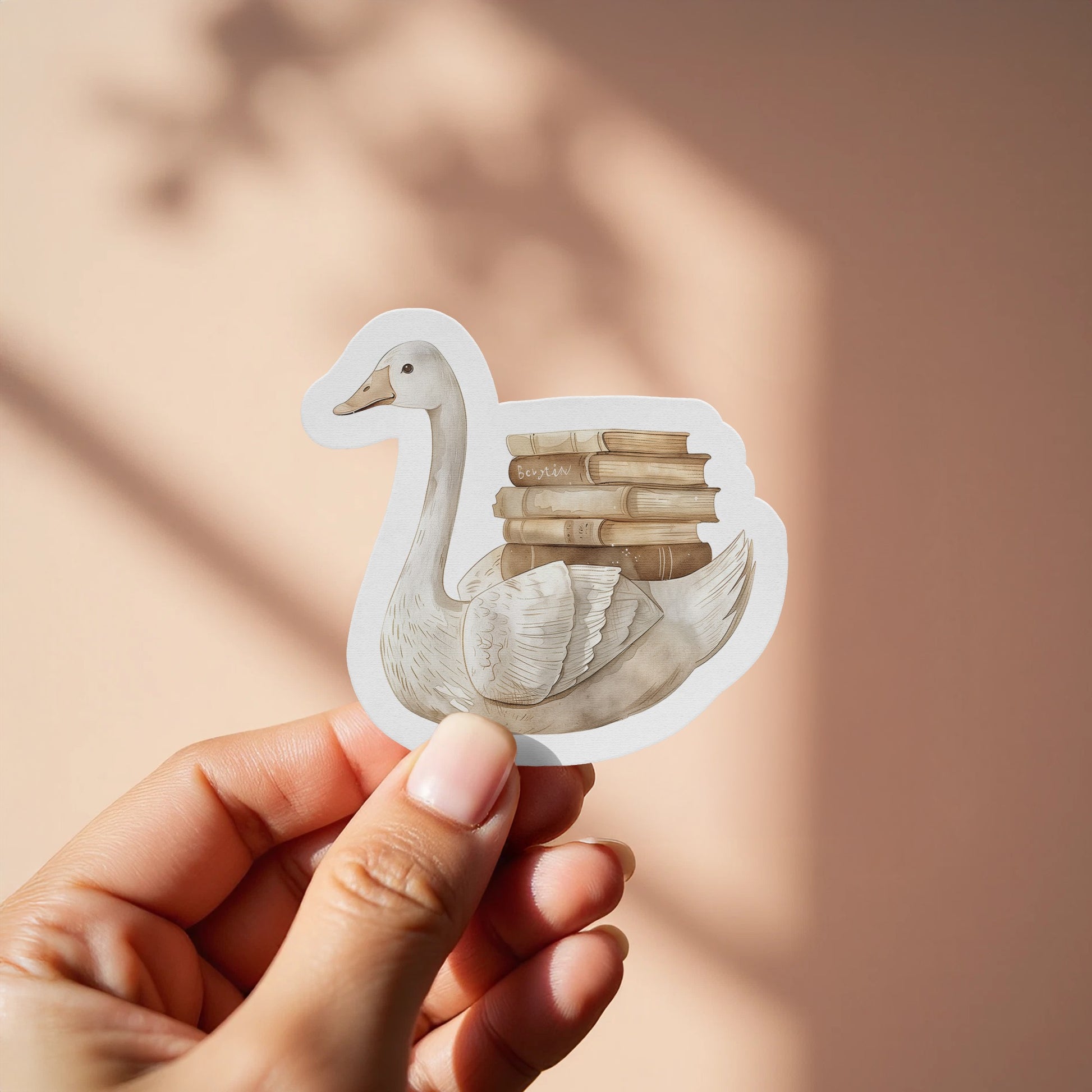 Adorable Goose with Books Decorative Sticker product