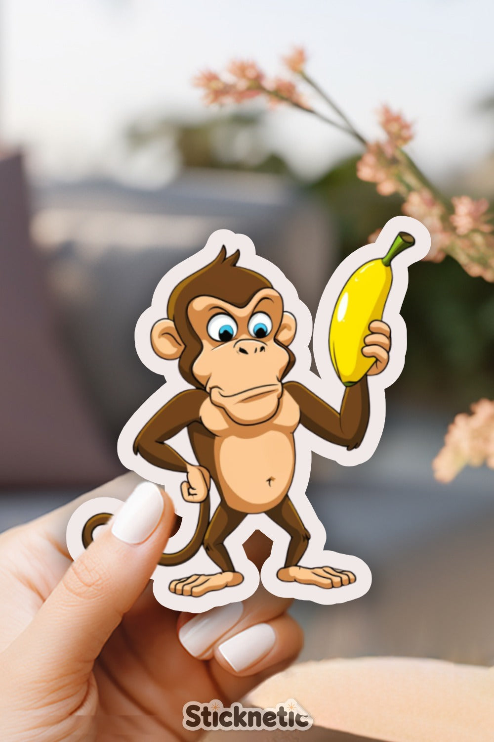 Monkey Holding Banana Sticker product