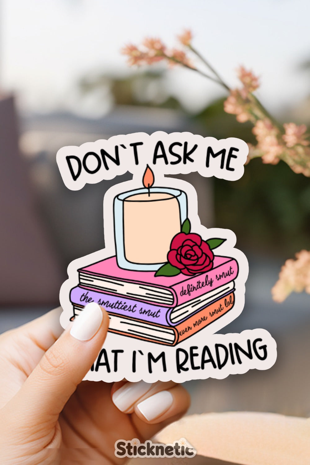 Candle and Book Themed Don't Ask Me Sticker product