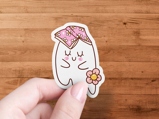 Cute Cartoon Tooth Holding Flower Sticker product