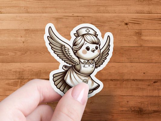 Angel Nurse Sticker, Cute Healthcare Vinyl Decal, Nurse Appreciation Gift, Waterproof Sticker for Laptop and Water Bottle