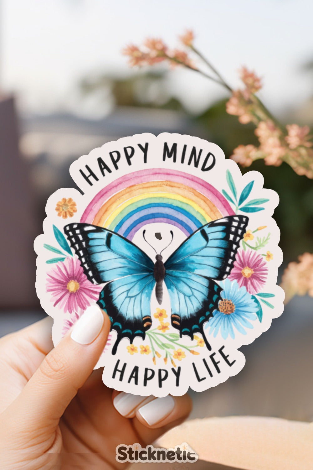 Happy Mind Happy Life Colorful Butterfly Sticker product