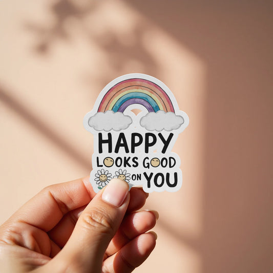 Happy Looks Good On You Rainbow Sticker product