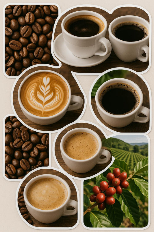 Coffee Lover Art Print, Coffee Beans, Cups, Latte Art, Plantation Wall Decor for Kitchen