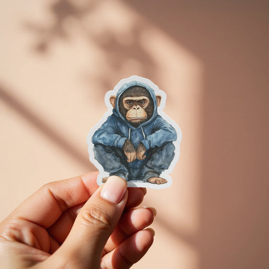 Playful Monkey in Hoodie Design Sticker product type