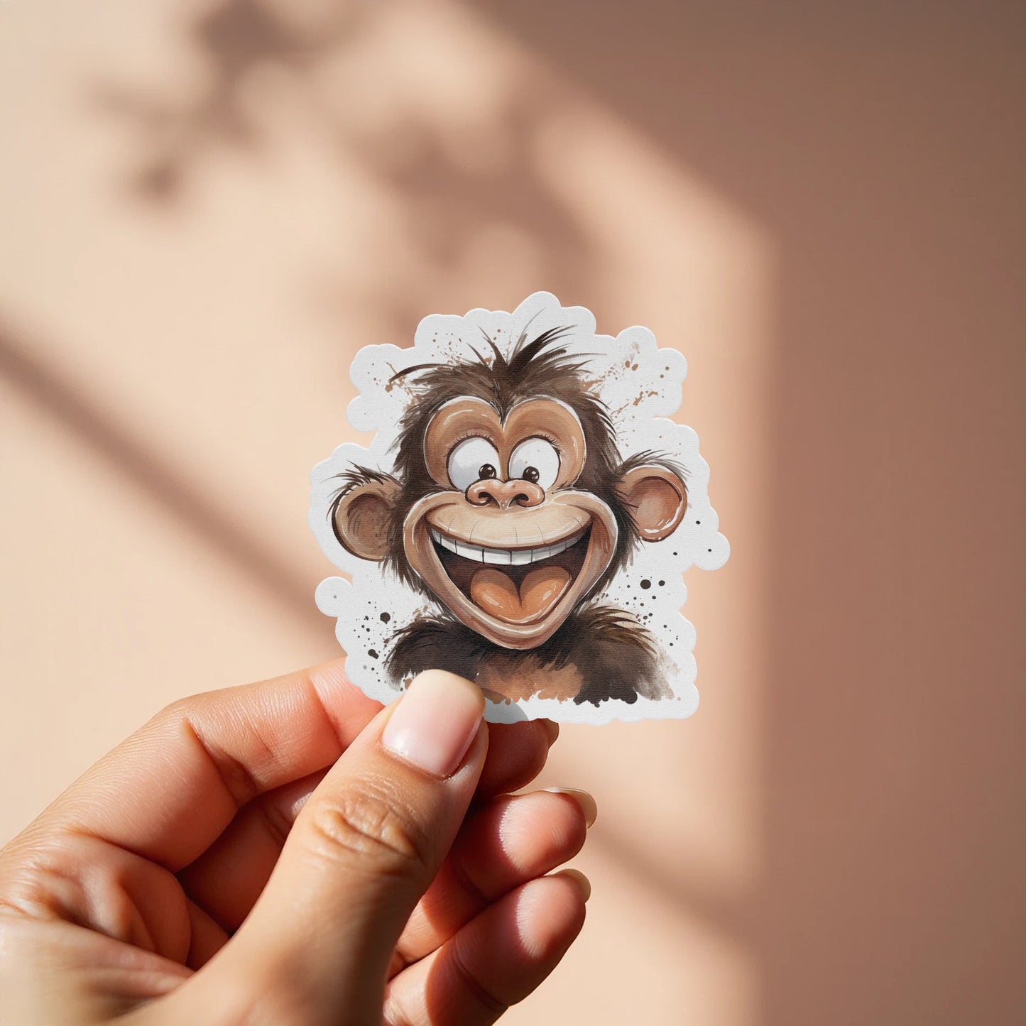 Smiling Cartoon Monkey Sticker Fun Accessory Product