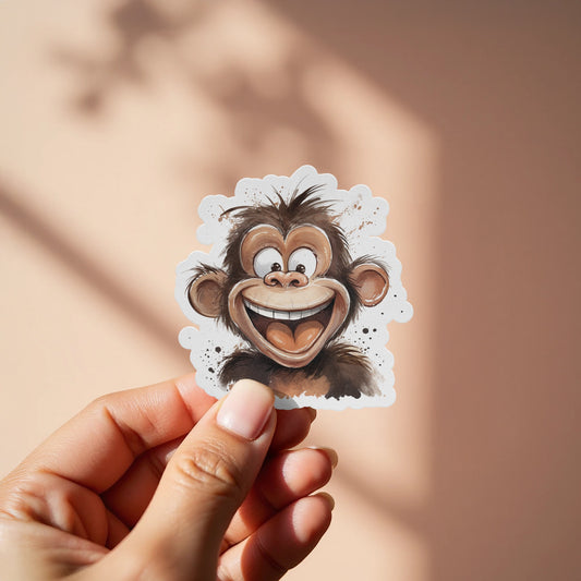 Smiling Cartoon Monkey Sticker Fun Accessory Product