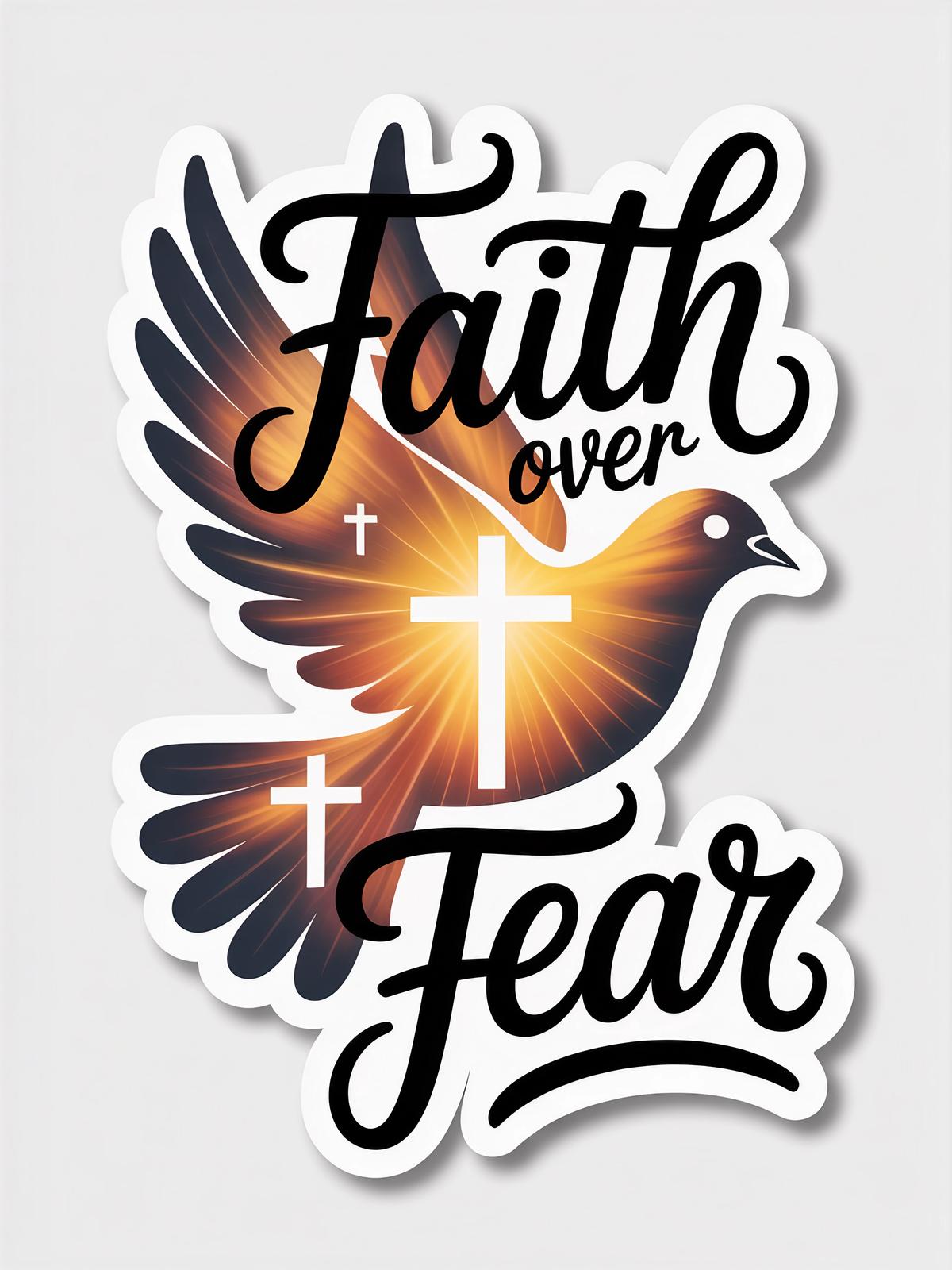 Faith Over Fear Dove Sticker, Religious Decal, Christian Symbol, Inspirational Vinyl Sticker for Laptops and Cars