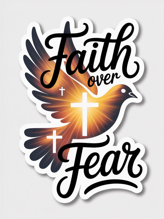 Faith Over Fear Dove Sticker, Religious Decal, Christian Symbol, Inspirational Vinyl Sticker for Laptops and Cars