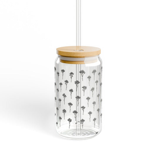 Modern Glass Pendant Light with Dandelion Print, Wooden Lid, Kitchen Lighting Decor