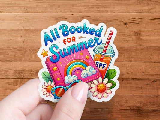 Colorful All Booked for Summer Sticker product