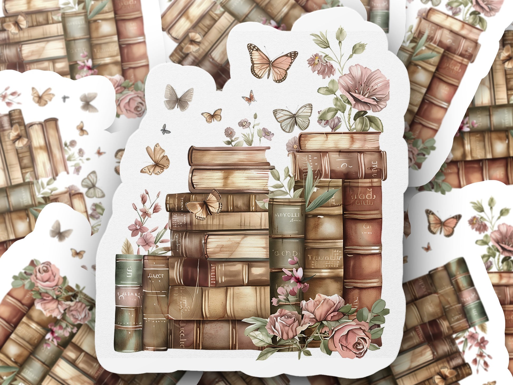 Vintage Butterfly and Books Sticker product type