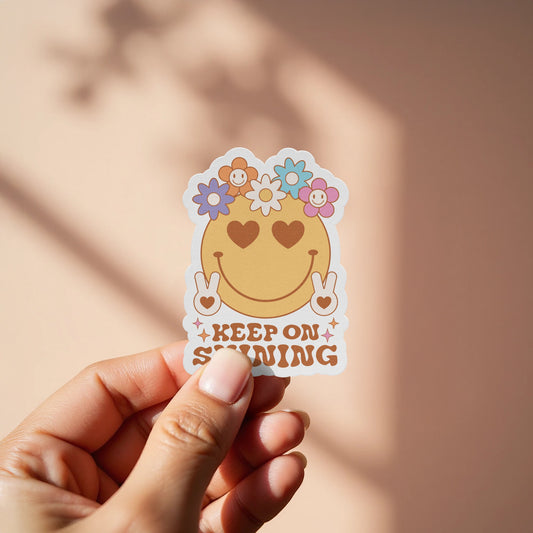 Cheerful Flowers Smiley Peace Sign Sticker product