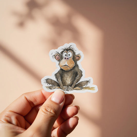 Funny Cartoon Monkey Sitting Vinyl Sticker product
