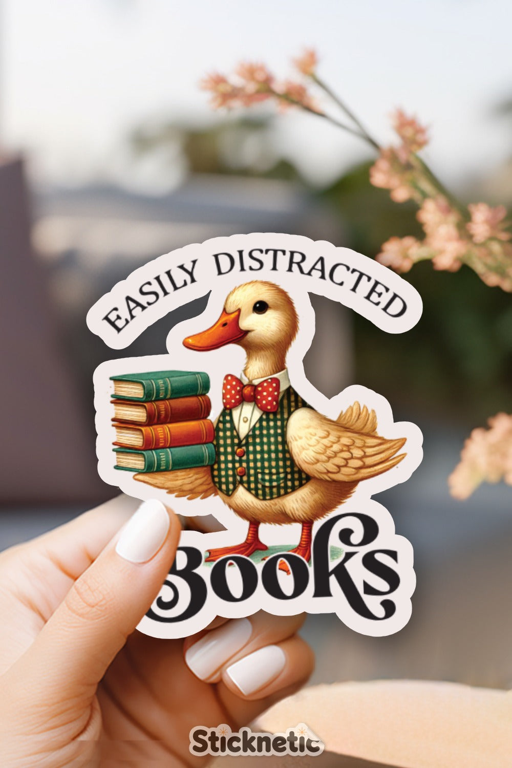 Easily Distracted Duck with Books Sticker product