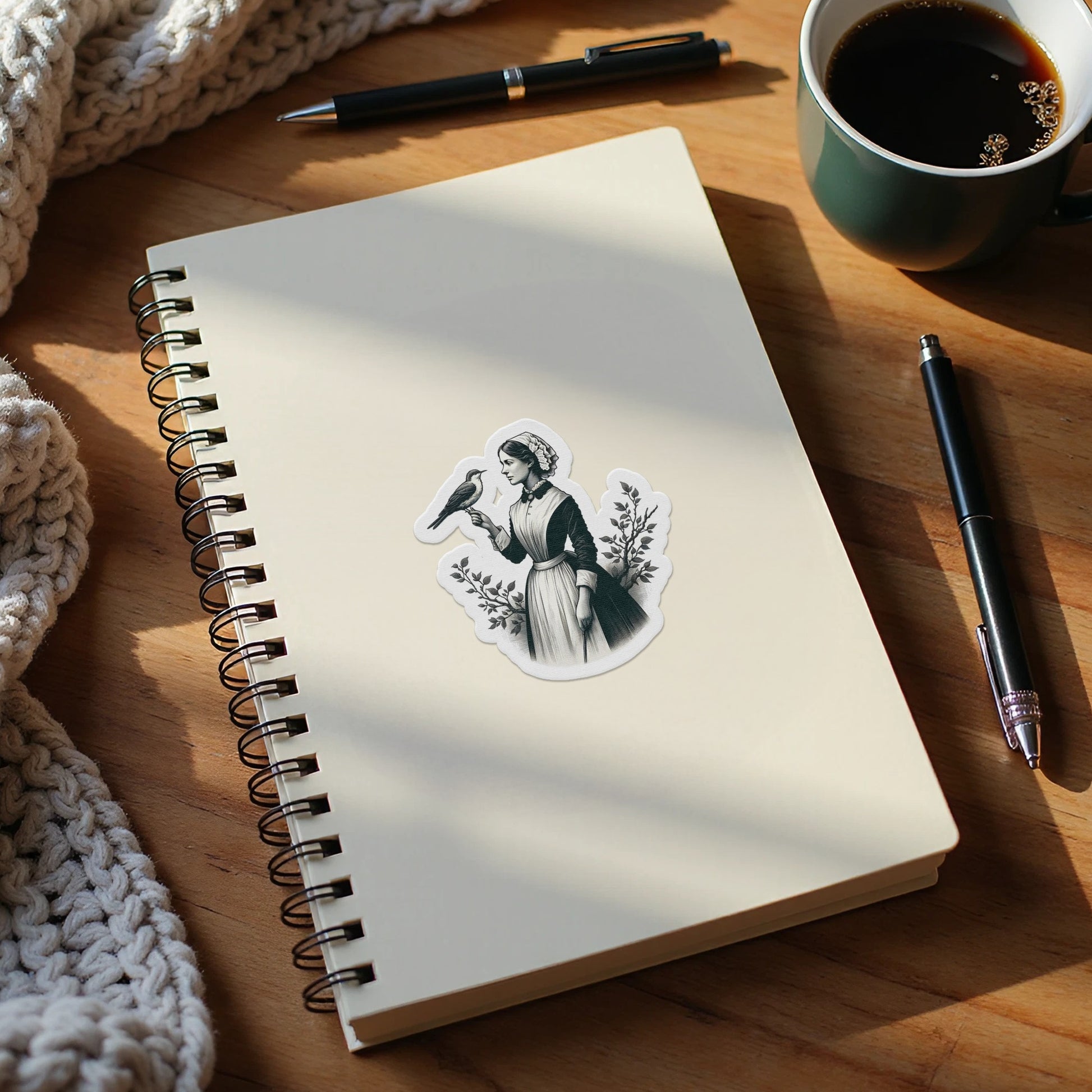 Vintage Style Lady Sticker, Elegant Floral Woman Decal, Notebook Accessory, Classic Art Design, Gift Idea