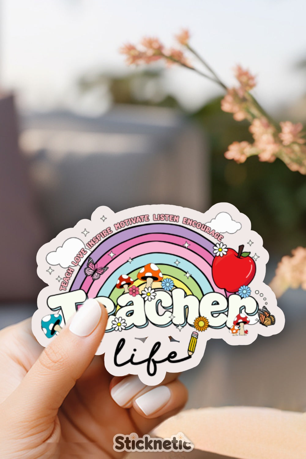 Teacher Life Rainbow Motivational Colorful Sticker product