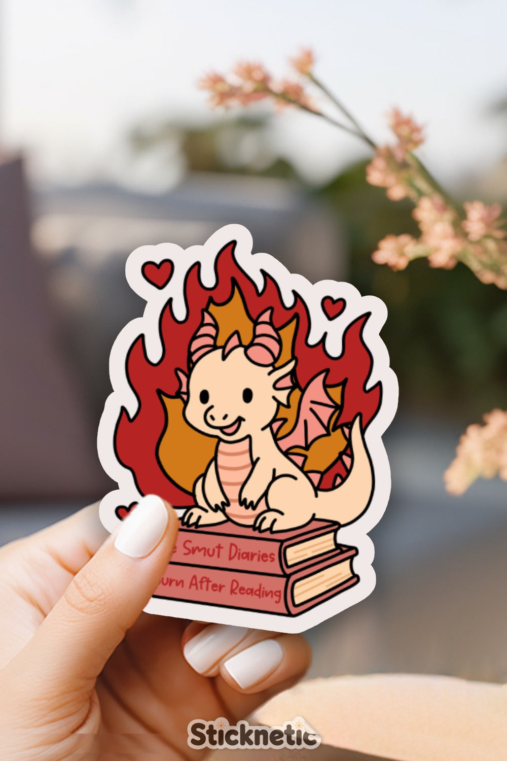 Cute Dragon with Books Sticker for Stationery Product