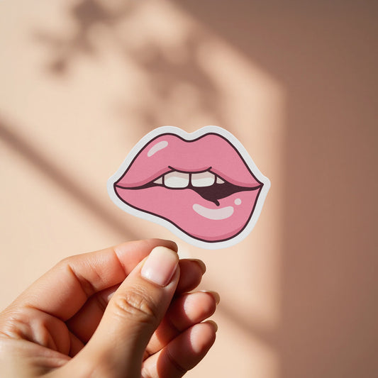 Playful Lip Bite Design Sticker product type