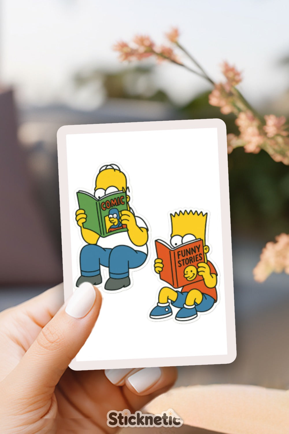 Cartoon Father and Son Comic Book Time Vinyl Sticker, Colorful Fun Decal for Laptops and Notebooks