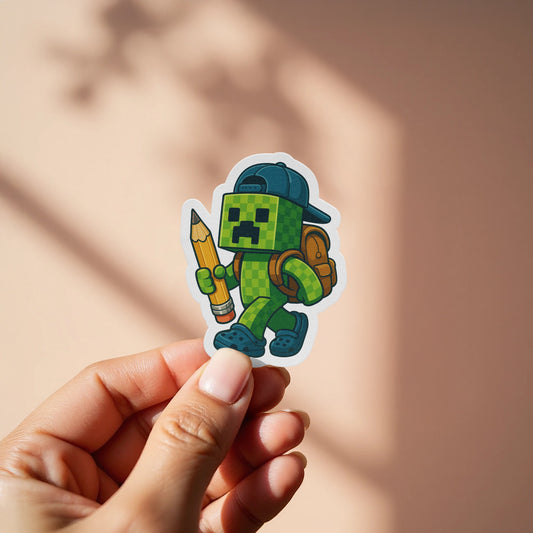 Fun Cartoon Character with Pencil Sticker product