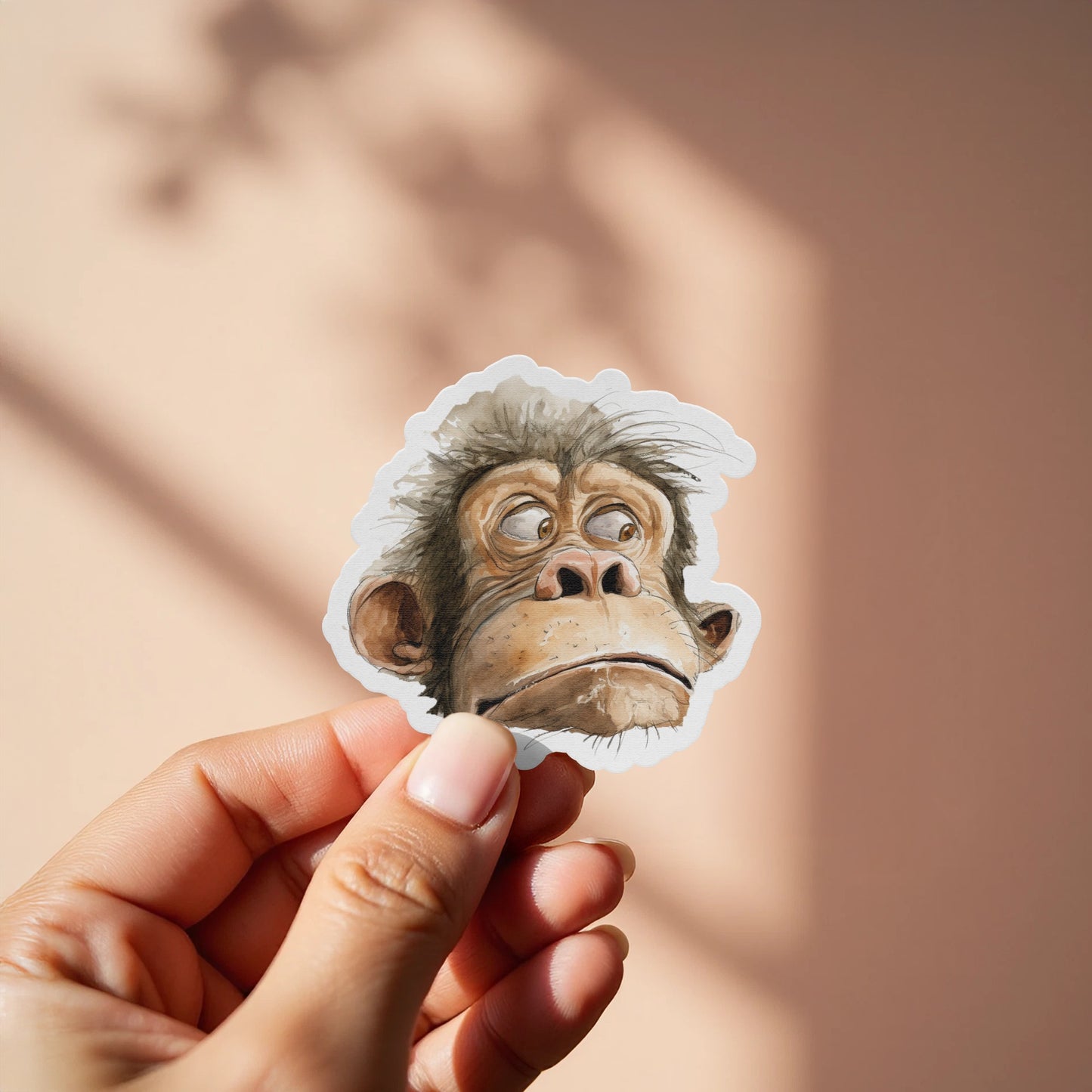 Thoughtful Monkey Illustration Sticker product